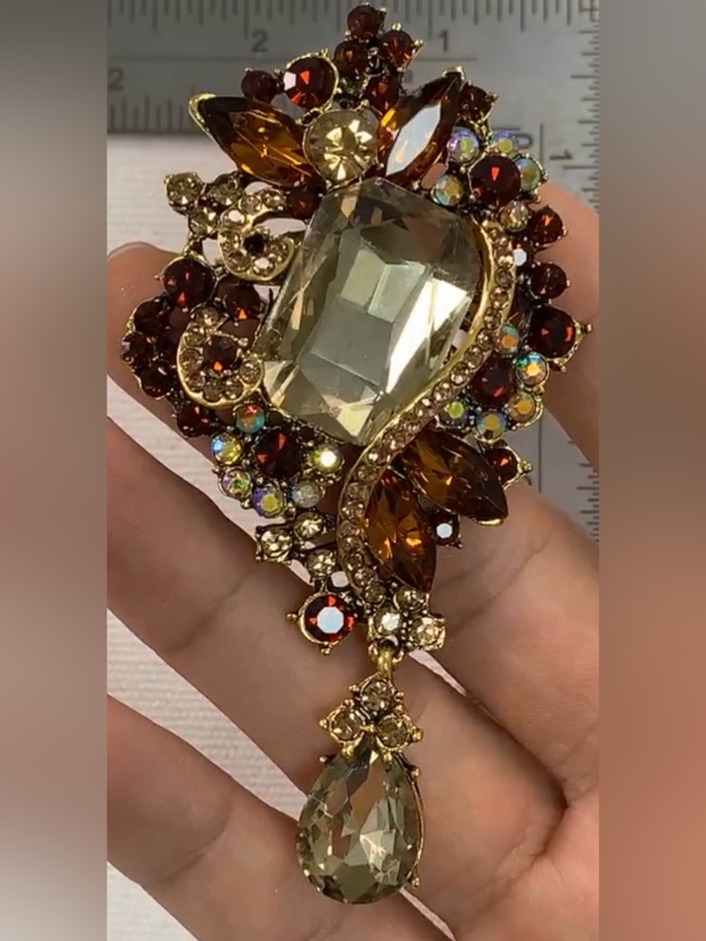 Vintage glass brooch
